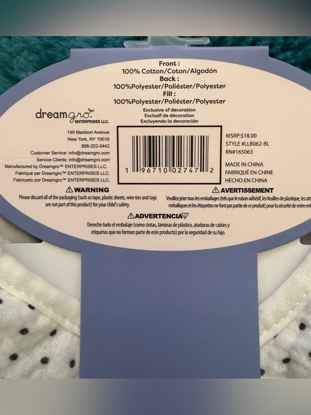 Ladi Ladi Cream & Blue Baby Bibs - 3 Pack
